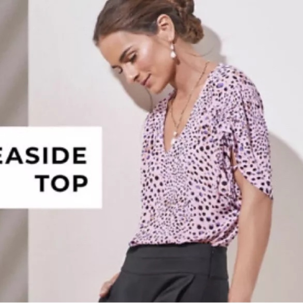 Seaside dolman pink leopard blouse, size extra-small
